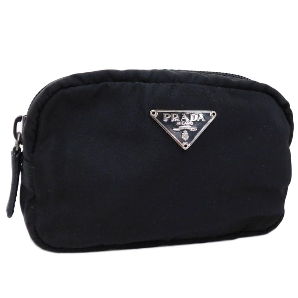 Prada Pouch Clutch Black Re Triangle Cosmetic Use